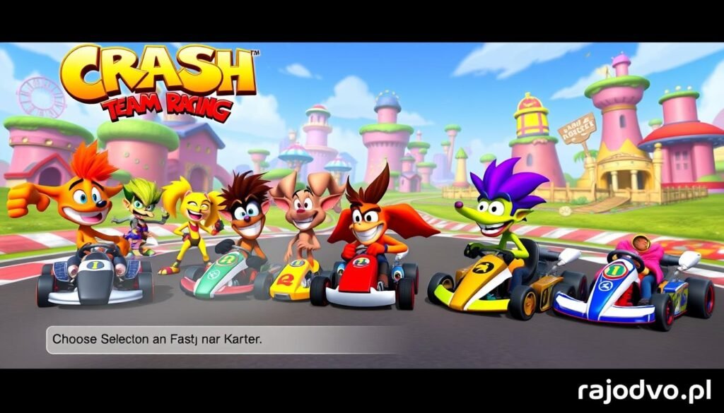 wybór postaci w Crash Team Racing